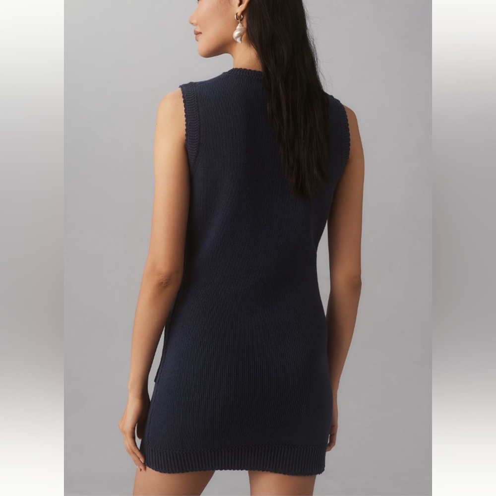 Reformation Catalina Cotton Mini Dress Navy Blue - Picture 2 of 8